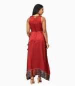 Desire Pure Modal A-Line Long Dress with Ajrak Print Border and Cut Sleeves - Image 2