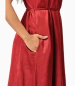 Desire Pure Modal A-Line Long Dress with Ajrak Print Border and Cut Sleeves - Image 4