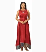 Desire Pure Modal A-Line Long Dress with Ajrak Print Border and Cut Sleeves - Image 7