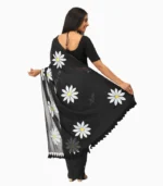 Hastkala Black & White Handpainted Pure Mulmul Saree With Running Blouse - Image 2