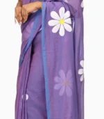 Hastkala Light Purple Handpainted Pure Mulmul Saree With Running Blouse - Image 3