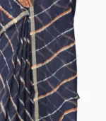 Lehari Navy Blue and Orange Lahariya Pure Kota Doriya Saree With Contrast Blouse - Image 5