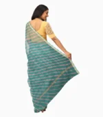 Lehari Turquoise and Pink Lahariya Pure Kota Doriya Saree With Contrast Blouse - Image 3