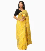 Lehari Yellow and Black Lahariya Pure Kota Doriya Saree With Contrast Blouse
