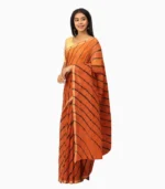 Maroon & Cream Lehari Kota Doriya Lahariya Saree With Contrast Blouse - Image 4